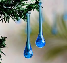Turquoise Glass Chandelier Drop Ornaments - Christmas Tree Ornaments - Set of 20